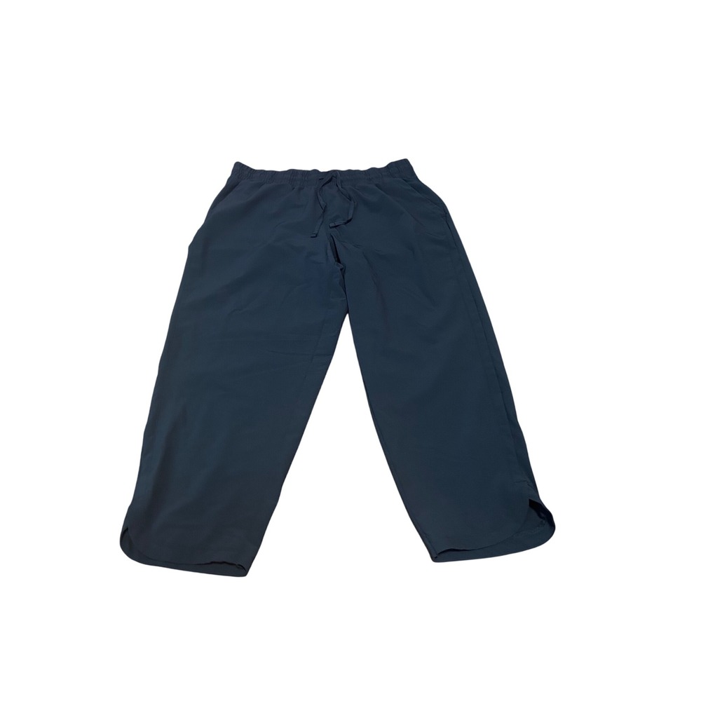 T by Talbots Womens Navy Blue Active Drawstring Tulip Hem Crop Pants Size M